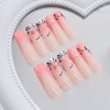 Pink French Tips Press on Nails Long Square Fake Nails