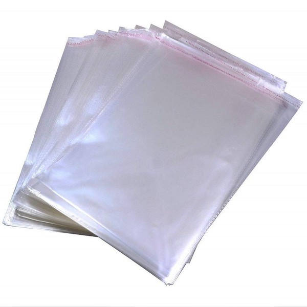 200 Pcs 8" x 10" Self Seal Clear Cello Cellophane Bags Resealable Plastic Apparel Bags Perfect for Packaging Clothing, T-Shirt, Brochure, Prints, Handicraft Gift Bags