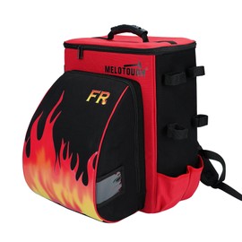 MELOTOUGH Welding Backpack Fire - Resistant Fabric 32.56L Large Capacity Welding Bag for Tools and Helmet Multipurpose Welder Backpack with Multiple Storage and Extra Stickers (Red)