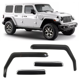ZXMOTO Rain Guards Side Window Visor Vent Outside Mount, 4PCS Fits for Jeep Wrangler JL 2018 2019 2020 2021 2022 2023 2024 2025 4 Door