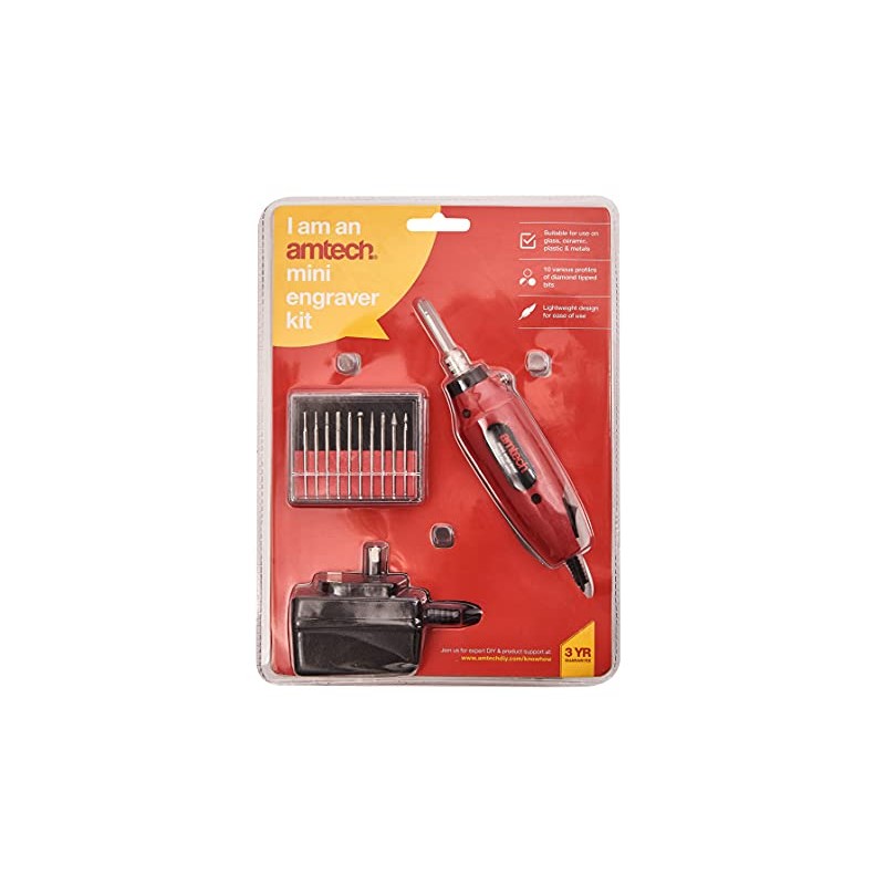 Amtech V2550 Mini Engraving Kit, Wood Engraver Tool, 10pc Diamond