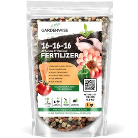 GARDENWISE 16-16-16 All Purpose Professional Fertilizer - Lawn, Flower, Tree, Shrub & Vegetable Garden Fertilizer (1 Quart)