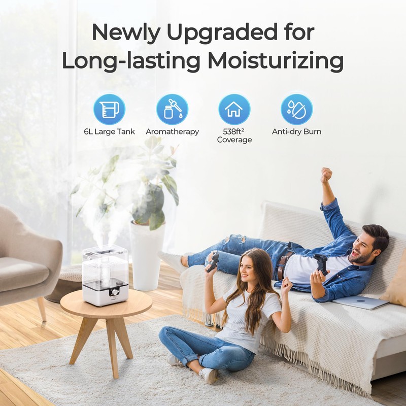 CHIVALZ Humidifiers for Bedroom, 6L Cool Mist Humidifiers for Baby