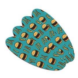 Hamburger and French Fries Pattern Double-Sided Oval Nail File Emery Board Set 4 Pack