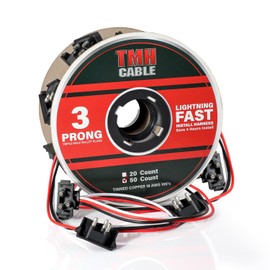 TMH Continuous 3 Prong Right Angle Plug 50 Count 10-inch Lead Spacing Wire Harness Roll 18 Gauge Male Bullet for Tail Light, Truck, Trailer