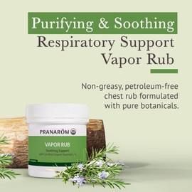 Pranarom USDA Certified Organic Vapor Rub (80ml) with Eucalyptus, Rosemary, & Thyme for Congestion and Sinus Support, Relieve Cough & Congestion, Petroleum Free, Safe for Kids & Adults