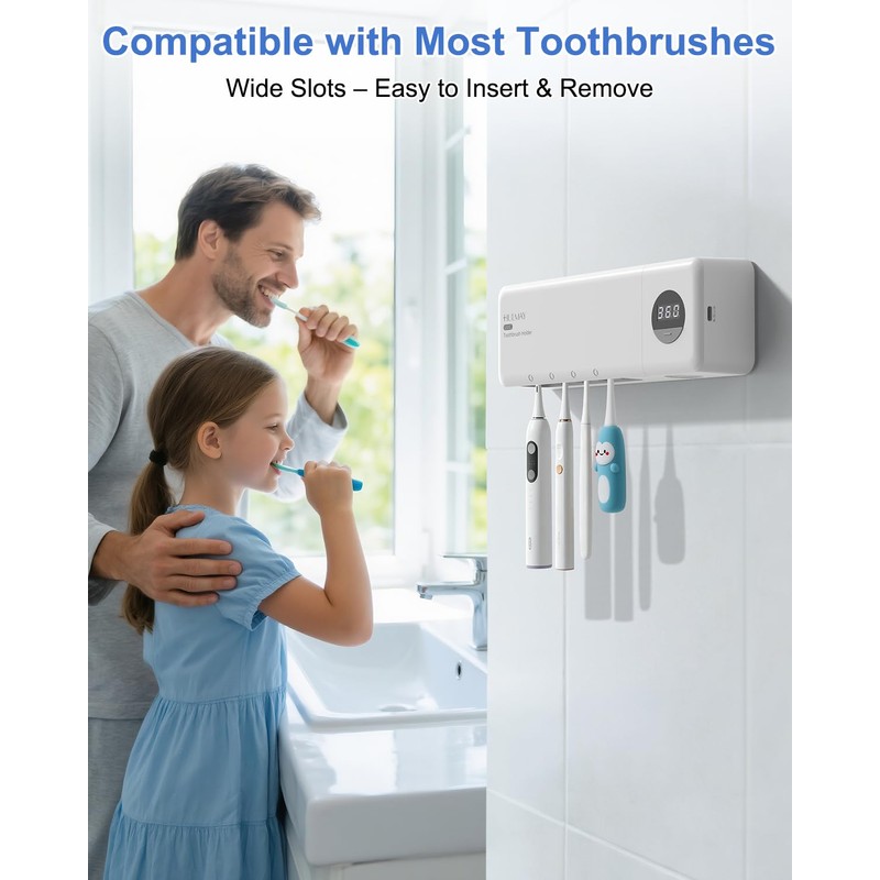 Hulmay UV Toothbrush Holder, Electric Toothbrush Holder Wall Mounted for