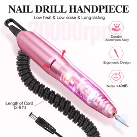 Nail Drill Handpiece Replacement for Professional Nail Drill Machine, 20000 RPM Handpeice Replacement Parts for SUBAY, ALLE˙S, HOINVO and JIASHENG, Pink