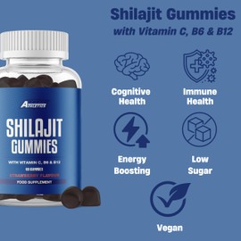 Shilajit 60 Gummies 14000mg Shilajit Per Serving 20% Fulvic Acid - Vegan Friendly