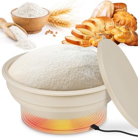 BALLMENT Sourdough Proofing Basket with Heating Mat & Banneton for Baking, 9 Inch Thermostatic Banneton Baking, Silicone Foldable Batter Bowl with Lid, Gifts for Sourdough Bakers