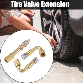 X AUTOHAUX 1 Set Tire Valve Extension 1.97" Tire Inflator Valve Adaptor with 2pcs Brass 45 Degree Tire Valve Stem Extension Brass Adaptor