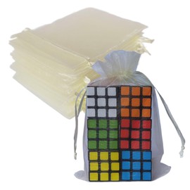 Pack of 100 Gift Organza Bags with Drawstring 5x7 inch Ivory for Baby Shower,Christmas,Party Favors,Birthday,Wedding Guests,Bridal Shower Sheer Fabric Clear Mesh Sachet for Jewelry,Candy,Earring