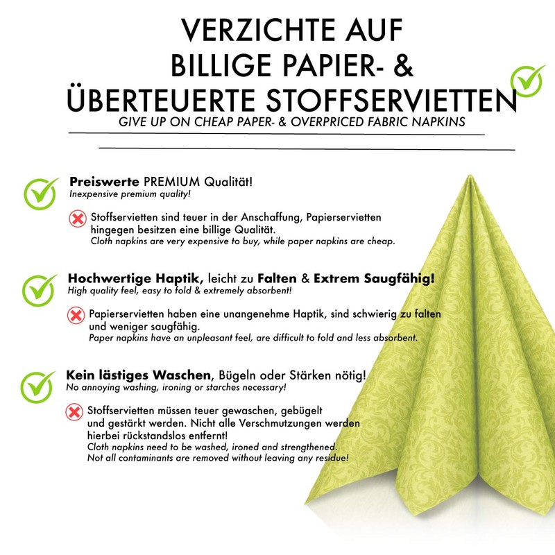 Grubly Premium Napkins Airlaid Ornament | Fabric-Like | Pack of