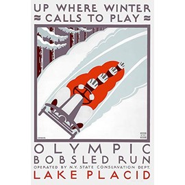Magnet 1930s Olympic Bobsled - Vintage WPA Magnet Vinyl Magnetic Sheet for Lockers, Cars, Signs, Refrigerator 5"