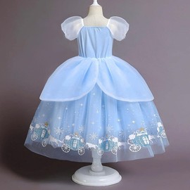 Lito Angels Princess Cinderella Cinderella Costume Dress Fancy Dress with Gloves and Accessories for Girls Kids Size 5-6 Years 116 Blue