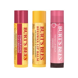 Burt's Bees Balsami Labbra in Vasetto, 1 x alla Cera d'Api con Vitamina E e Menta, 1 x all'Ibisco, 1 x al Melograno, 3 x 4.25 g