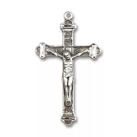 Bliss Sterling Silver Catholic Cross Crucifix Medal Pendant Necklace 24" Chain GiftBox