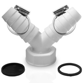 Double connection for washing machine, dishwasher, 1 inch, drain adapter for dishwasher and washing machine, Y-adapter for hose with inlet connection of 19-24 mm and outlet DN 25 pipe