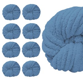 SUNTQ 8 Pack Chunky Chenille Yarn for Crocheting, Bulky Thick Fluffy Yarn for Hand Knitting Blanket, Soft Plush Knitting Yarn for Cushions, Pet Bed,Home Decor,Peacock Blue(32 yds,8.8 oz Each Skein)