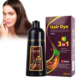 Wootapson Black Hair Dye Shampoo, Natural Black Hair Colour Shampoo 3 in 1, Instant Hair Shampoo, Hair Colour Shampoo for Grey Hair, Instant Black Hair Shampoo, for Men and Women, Dark Brown, 500 ml
