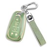 QBUC for Chevy Key Fob Cover with Keychain(Gold Trim Green)