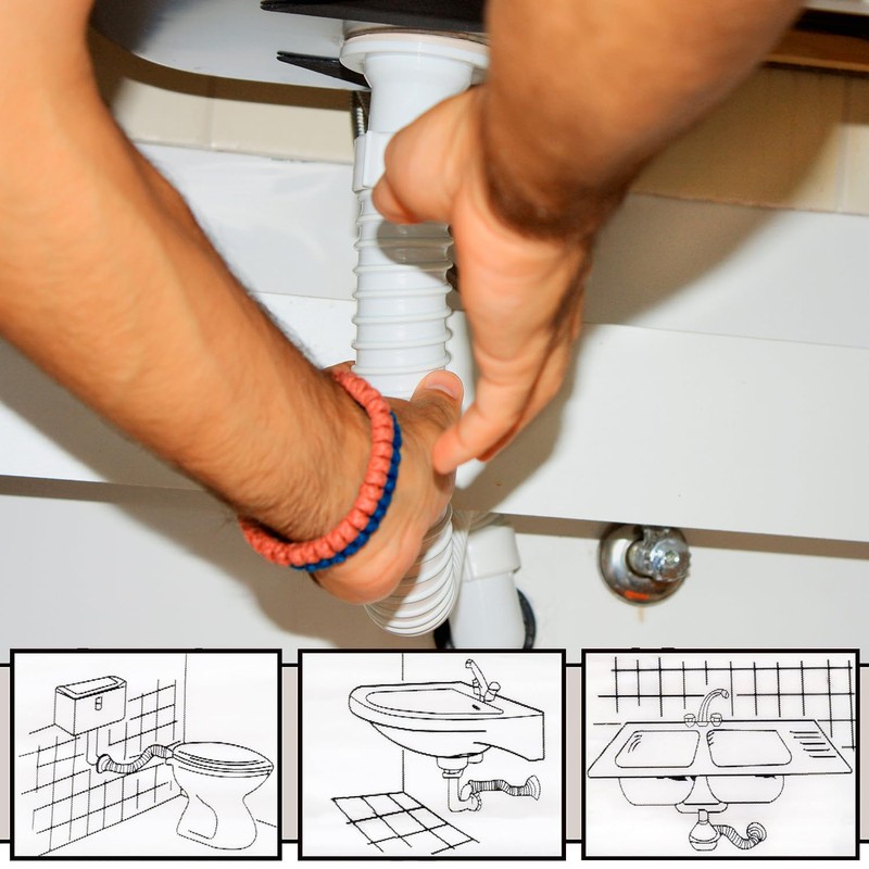 Flexible Drain Connector - White Double End Drain Adapter for