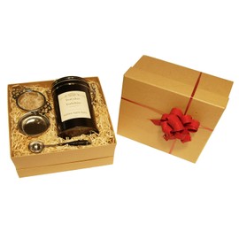 Golden Apple Spice Tea Gift Set Green Loose Leaf Tea Wrapped 100g in Caddy with Tea Strainer and Measuring Spoon by TeaCakes of Yorkshire.