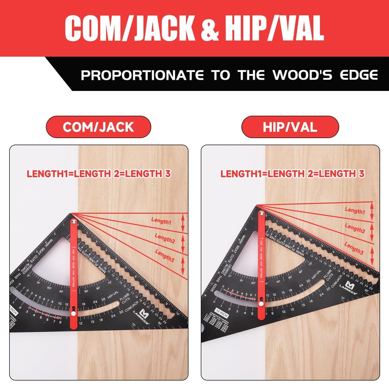 LARMEIL Carpenter Square 12 inch Woodworking Tools Smart Square, Adjustable