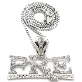 GWOOD PRE Pendant with Crystal Rhinestones on 24 Inch Necklace (SILVER COLOR WITH 24 INCH BOX CHAIN)
