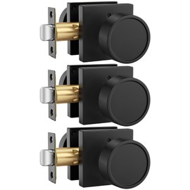 Goldenwarm Black Door Knobs Interior, Privacy Matte Black Interior Door Knobs, Heavy Duty Zinc-Alloy Indoor DoorKnob for Bedroom Bathroom 3 Pack