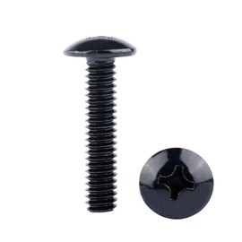VAMUOEFL #6-32 x 1 Truss Head Machine Screws Black Finish, Phillips Drive, 304 Stainless Steel 18-8, Full Thread, 50Pcs