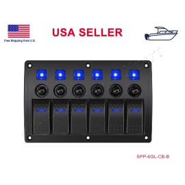STX 6 Gang ON OFF Rocker Toggle Switch Panel Circuit Breaker Boat Marine Truck