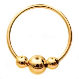 Willys Jewellery Piercing Ring 925 Sterling Silver Gold-Plated Yellow Gold Thin Hoop Ear Piercing Lip Ring and Nose Piercing (Ball Closure), Sterling Silver