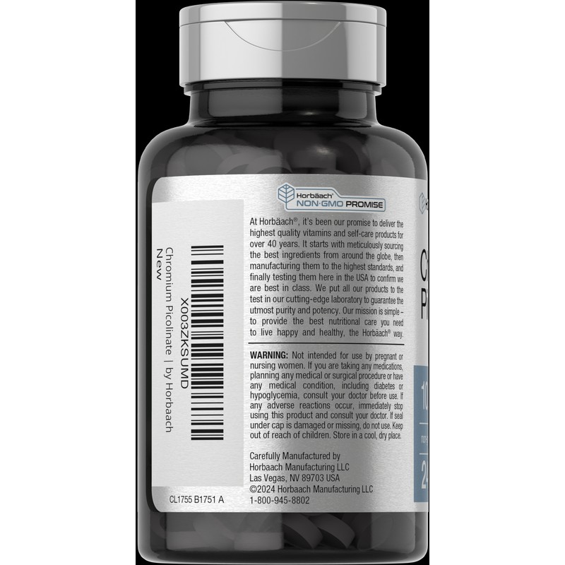 Horbäach Chromium Picolinate 1000mcg | 240 Tablets | Vegetarian |