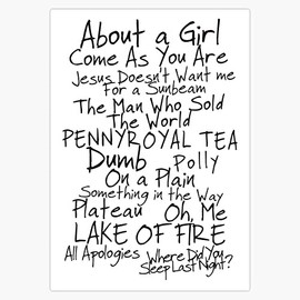 Nirvana Unplugged Set List [BLACK TEXT] Sticker Vinyl Bumper Sticker 6 Mil Thick - Size 5"