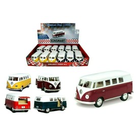 Kinsmart Toy Camper Van Wagon Bus Type 2/T1 1:36 Scale Diecast Metal Pullback Go Action Opening Doors