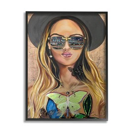 Stupell Industries Trendy Woman Luna Moth City Reflection Sunglasses Framed Wall Art, Design by Stacy Gresell