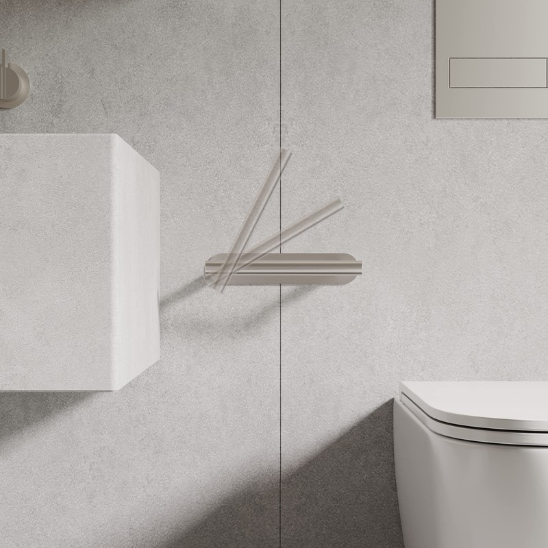 Ruacq Self Adhesive Toilet Paper Holder Brushed Double Post Pivoting