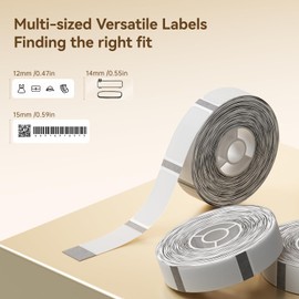 NIIMBOT D110 Label Maker Tape Adhesive Clear Label Paper 0.55" X 1.18" (14 X 30mm) 210 Labels/Roll, Compatible for NIIMBOT D11 D110 Label Printer, Thermal Paper Black on Transparent, 3-Roll