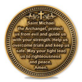 Saint Michael Challenge Coin 5-Pack - Archangel Protection Prayer Coins - Pocket Coin - Christian Collectibles with Acrylic Cases