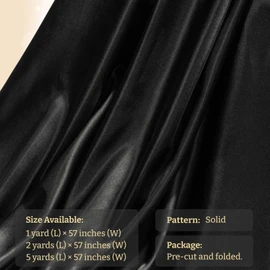 Precut Satin Fabric - Silky, Shiny, Soft Charmeuse Satin - Cloth Fabric by The Yard (2 Yard x 57 inch) - Black Fabric for Dress, Wedding Decorations, Draping, Sewing, Table Cloth, DIY Crafts