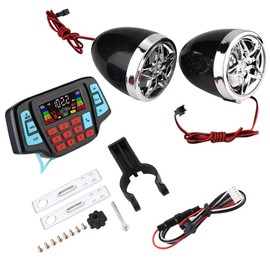 Aramox MP3 Player, Motorcycle BT MP3 Player Audio Stereo Speaker System Waterproof MP3 Player USB TF Card Carrier