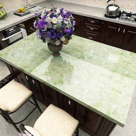Livelynine 24 X 197inch Green Contact Paper for Countertops Waterproof Self Adhesive Vinyl Wrap Kitchen Worktop Bathroom Counter Top Covers Faux Marble Sticker Renter Friendly Countertop Makeover Easy