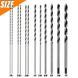 Extra Long 12" Brad Point Wood Drill Bit Set 12PCS (1/8"-1/2") Carbon Steel Long Drill Bits for Wood, Hardwood, Plywood, Plastic