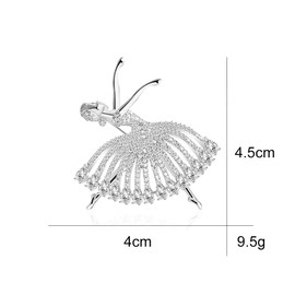Dancing Girl Brooch Pin Corsage, Sweater Dress Shawl Cute Jewelry Accessory Decor for Birthday Party Christmas Gift (Silver)
