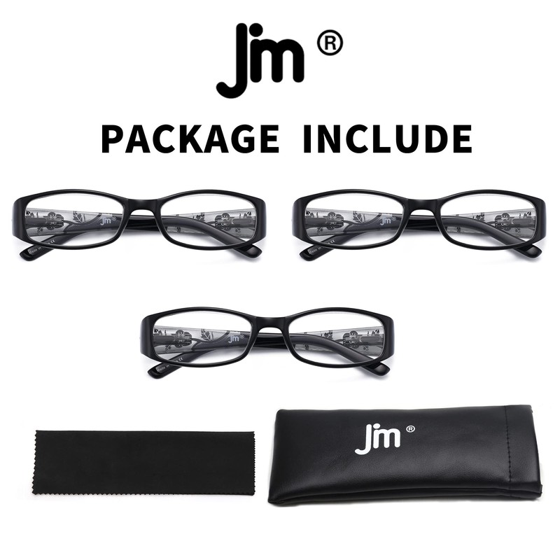 JM 3 Pack Damen Lesebrille Federscharnier Vintage Rechteckig Leser für