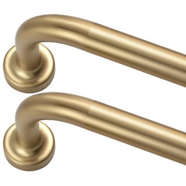 Warm Gold Curtain Rods 2 Pack,1 Inch Disc Curtain Rods for Windows 48 to 88",Blackout Wrap Around Curtain Rod with Aluminum Finials and Brackets,No Screw Disassembly Adjustable Curved Curtain Rod