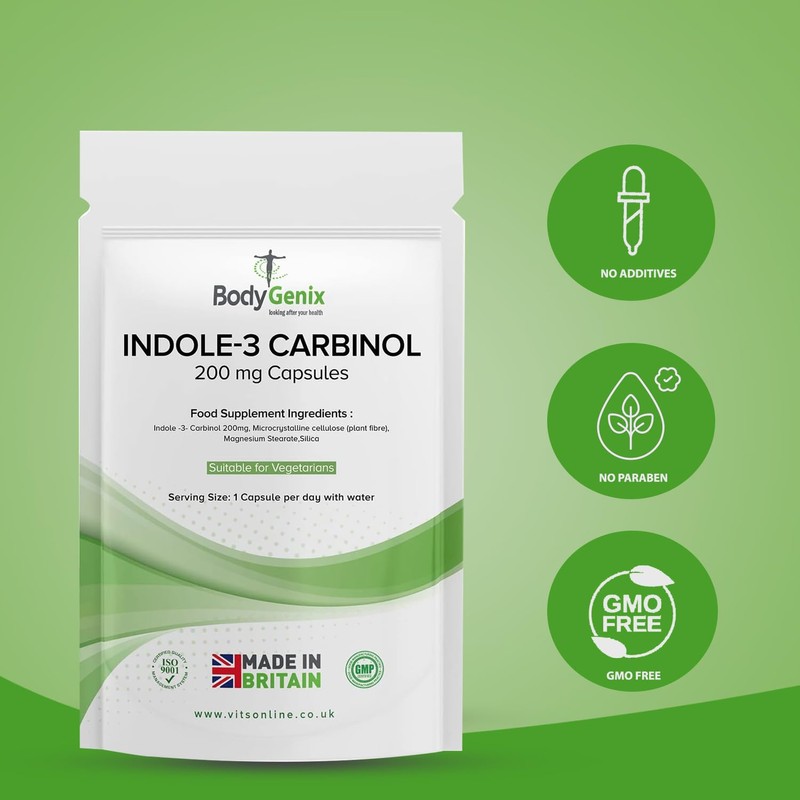 Bodygenix Indole-3 Carbinol 200mg Vegan Capsules Hormonal Balance Immune System