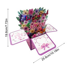 Love You Mum Pop Up Card, Best Mum Ever Card, Handmade 3D Flower Pop Up Greeting, Lights & Music Best Mom Ever With Envelope For Mother