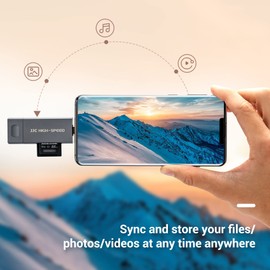 JJC 3-in-1 USB 3.1 Memory Card Reader for UHS-II SDXC SDHC SD, MMC, RS-MMC, MMCmicro, MMCmobile, miniSD, microSD, microSDXC, microSDHC and UHS-I Cards, for Windows MacOS Chrome - Gray